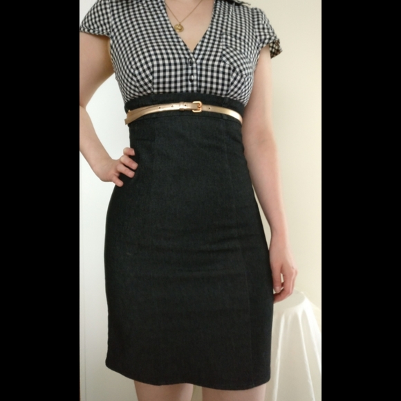 GUESS gingham Jean mini dress size xs/xxs - Picture 2 of 8